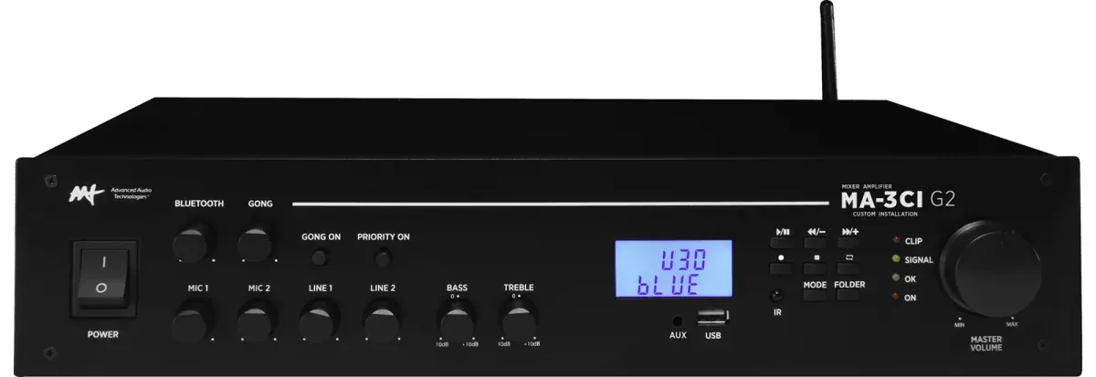 AAT MA-3 CI G2 Amplificador Mixer 70V em composição visual do catálogo MyConcert de áudio e automação