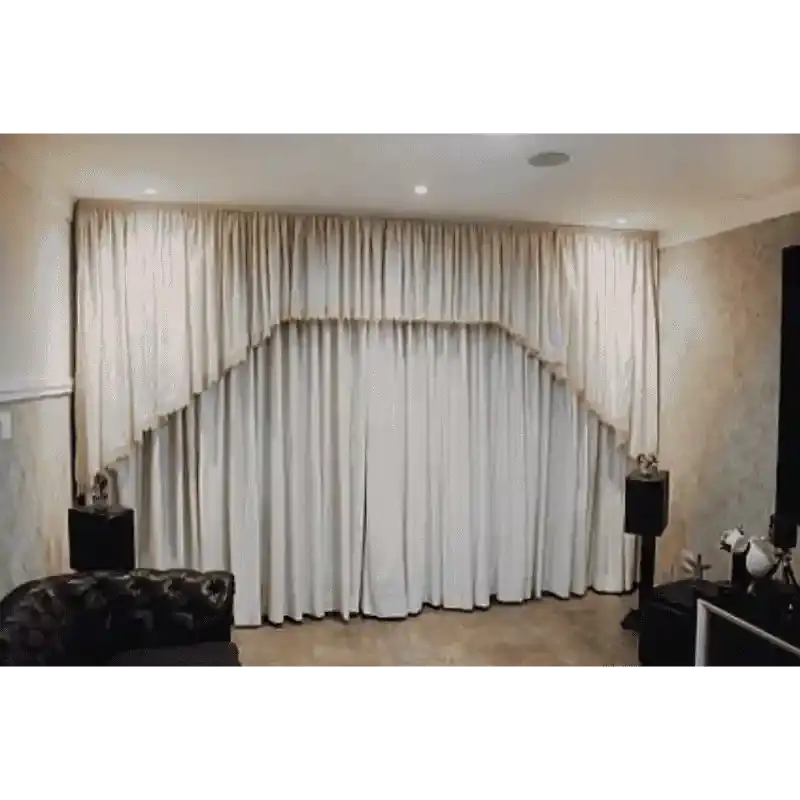 Cortina Home Theater em composição visual do catálogo MyConcert de áudio e automação