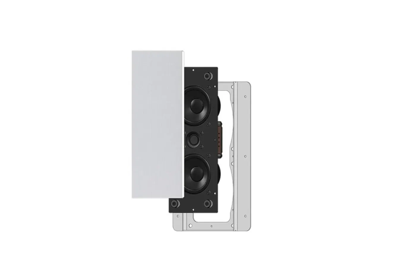 Garvan KR308 Caixa Slim para Drywall em composição visual do catálogo MyConcert de áudio e automação