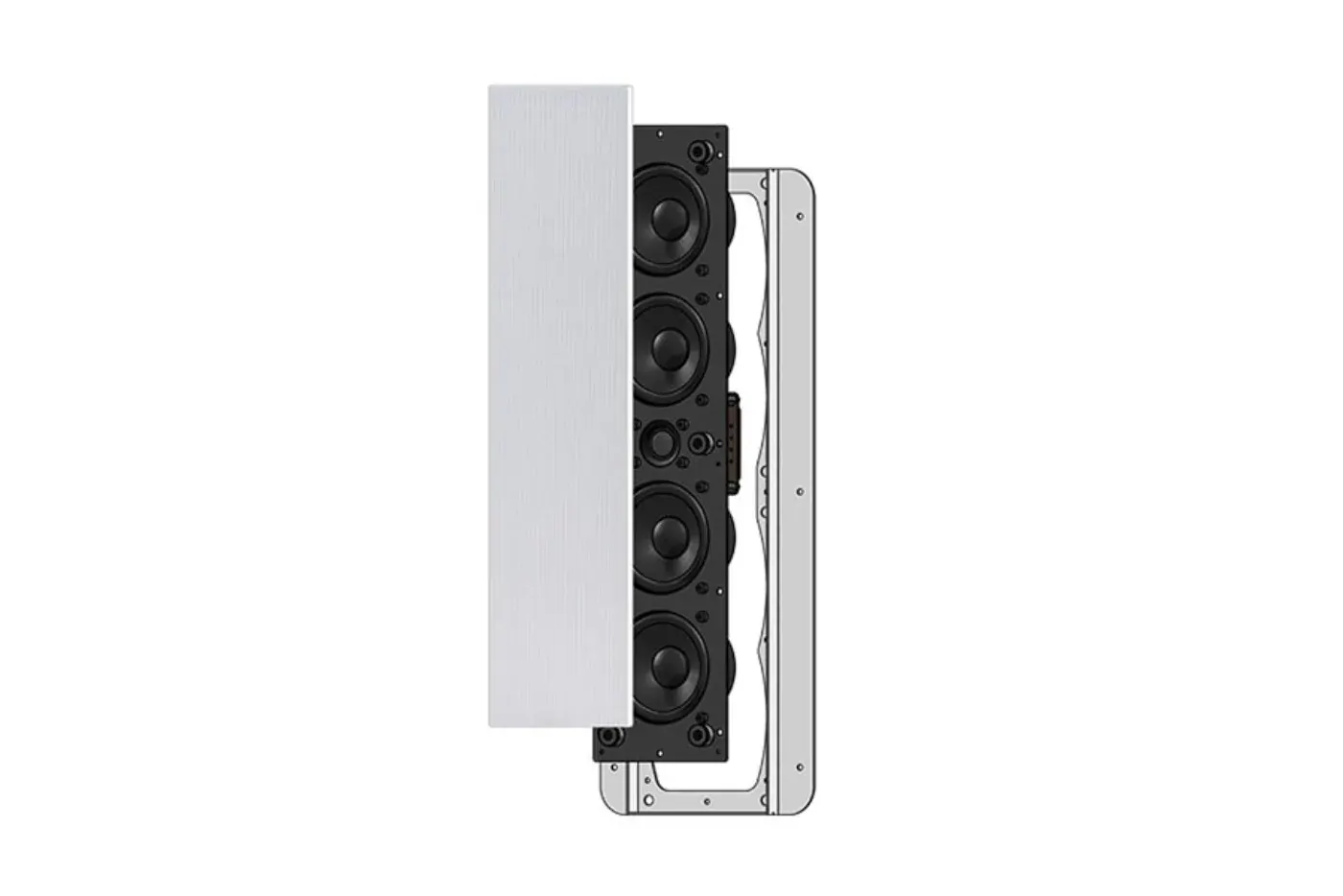 Garvan KR508 Caixa Slim para Drywall em composição visual do catálogo MyConcert de áudio e automação