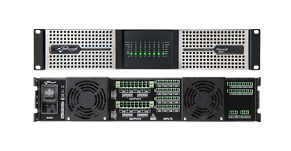Powersoft Ottocanali Amplificador DSP de 8 Canais para Hotelaria e Hospitalar em composição visual do catálogo MyConcert de áudio e automação