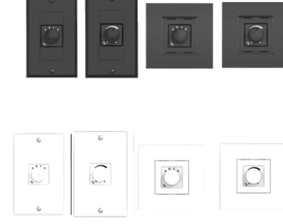 Powersoft WMP Square Level Controle de Parede para Volume de Áudio em composição visual do catálogo MyConcert de áudio e automação