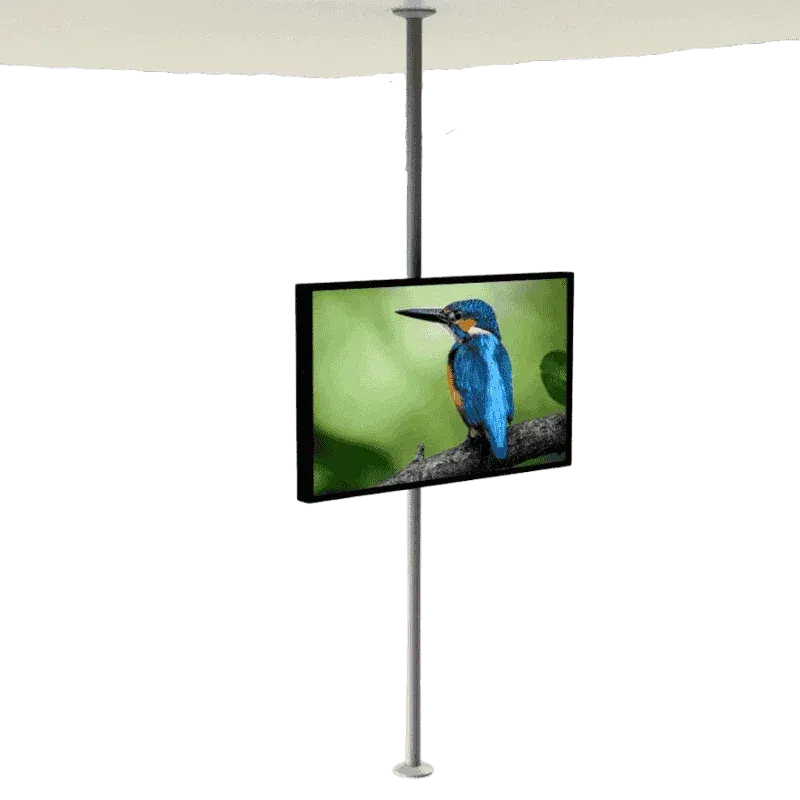 Suporte Piso Teto para TV em composição visual do catálogo MyConcert de áudio e automação
