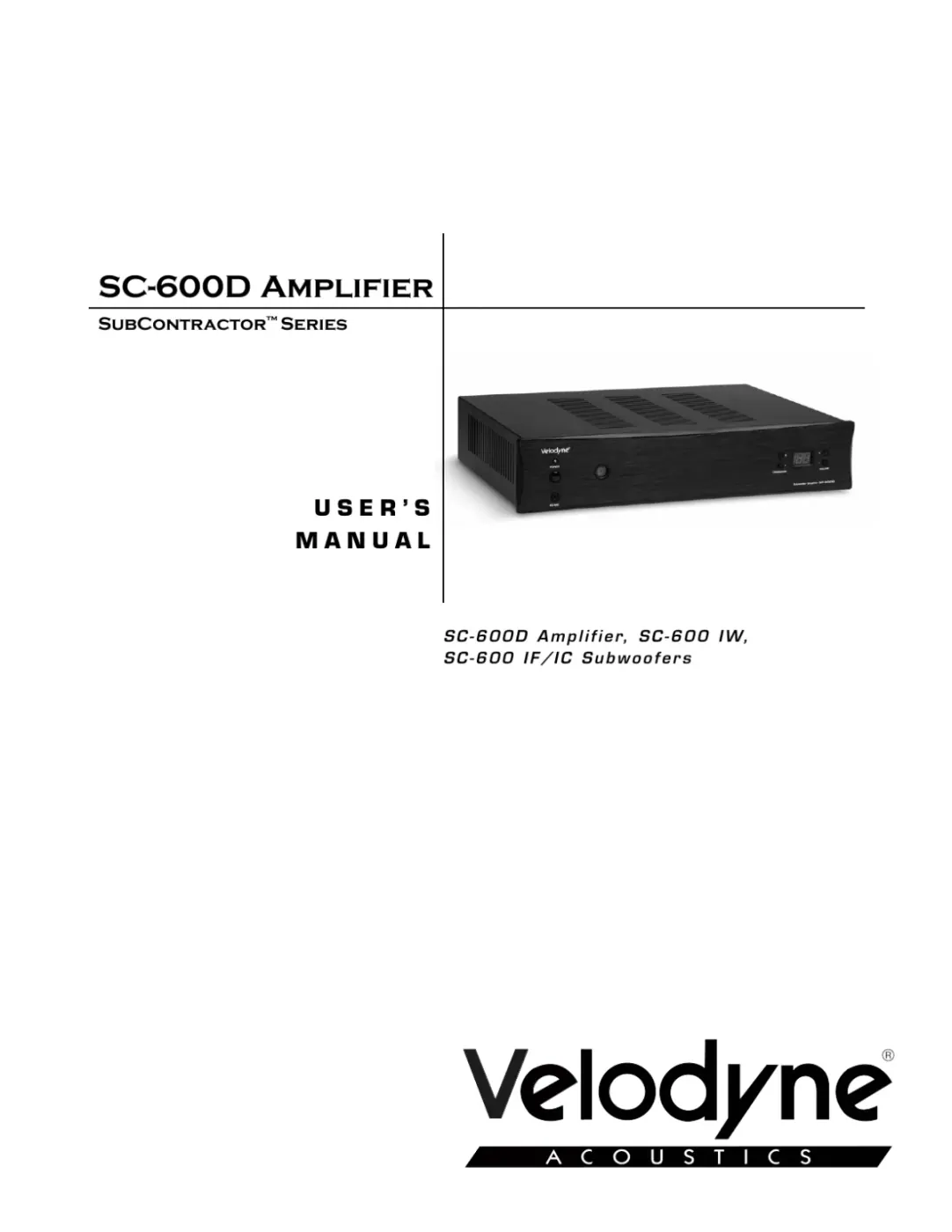 Velodyne SC-600D Amplificador para Subwoofer em composição visual do catálogo MyConcert de áudio e automação