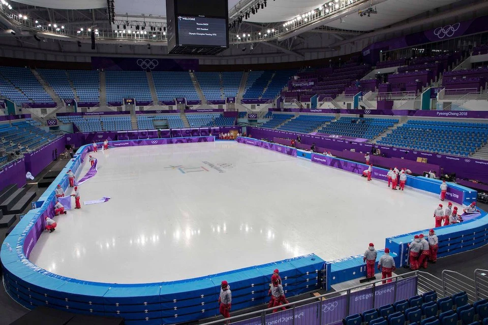Ambiente do projeto Arena de gelo de Gangneung nos Jogos Olímpicos de 2018 com áudio K-array aplicado a eventos e experiências audiovisuais em Pyeongchang